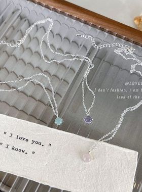 简约圆珠水滴水晶项链时尚百搭