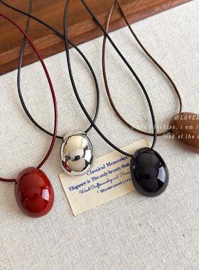 时尚百搭长款豆豆蜡绳项链女网红ins博主同款卫衣链高级感锁骨链