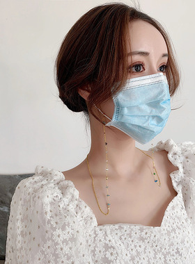 水晶眼镜防丢气质甜美少女项链