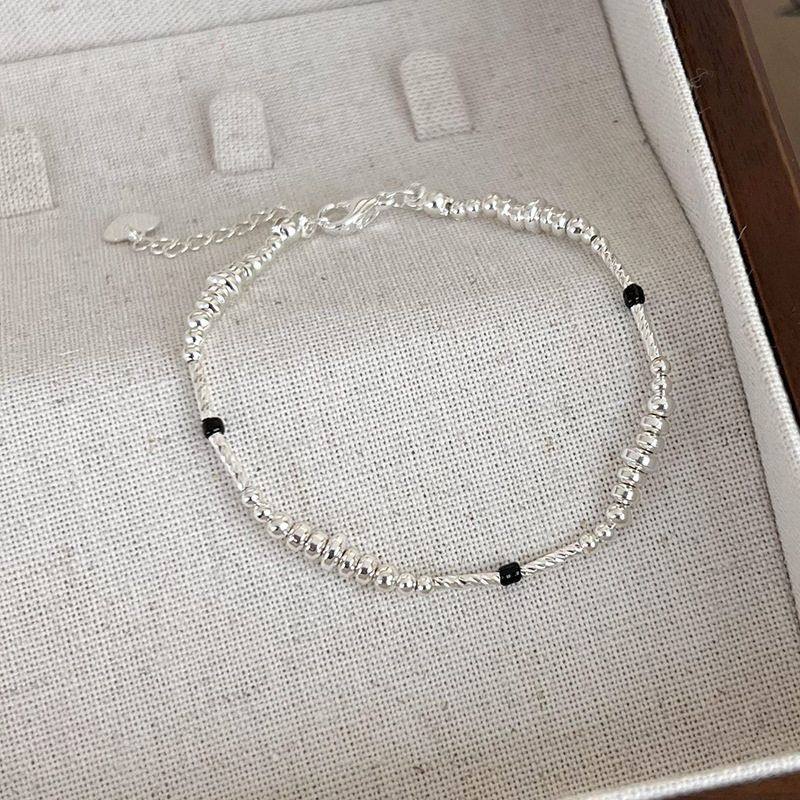 复古银色金属珍珠串珠手链小众设计感流行叠戴手饰文艺少女配饰