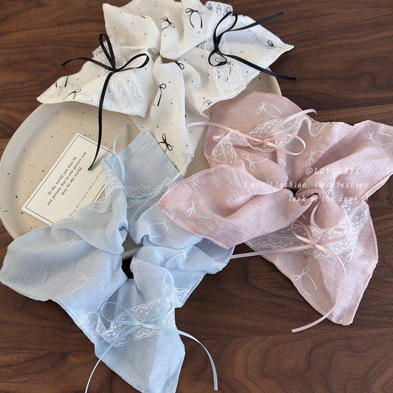 芭蕾风丝带蝴蝶结蕾丝花边方巾大肠圈清新超仙田园风少女发饰发圈