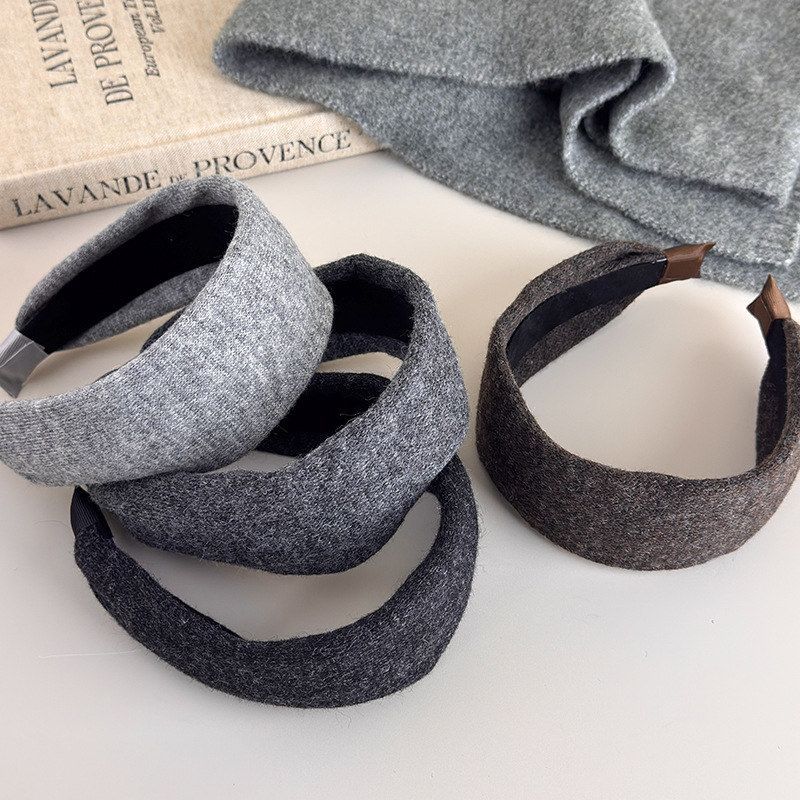 秋冬时尚韩系百搭加厚针织毛线发箍气质老钱风高颅顶宽边发箍头箍