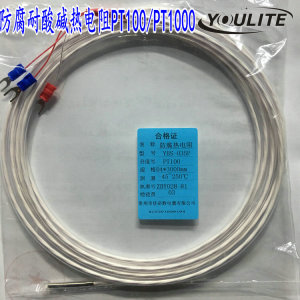 PT100铂电阻型铁氟龙热电阻耐酸碱,耐腐蚀 防水防腐热电偶PT1000