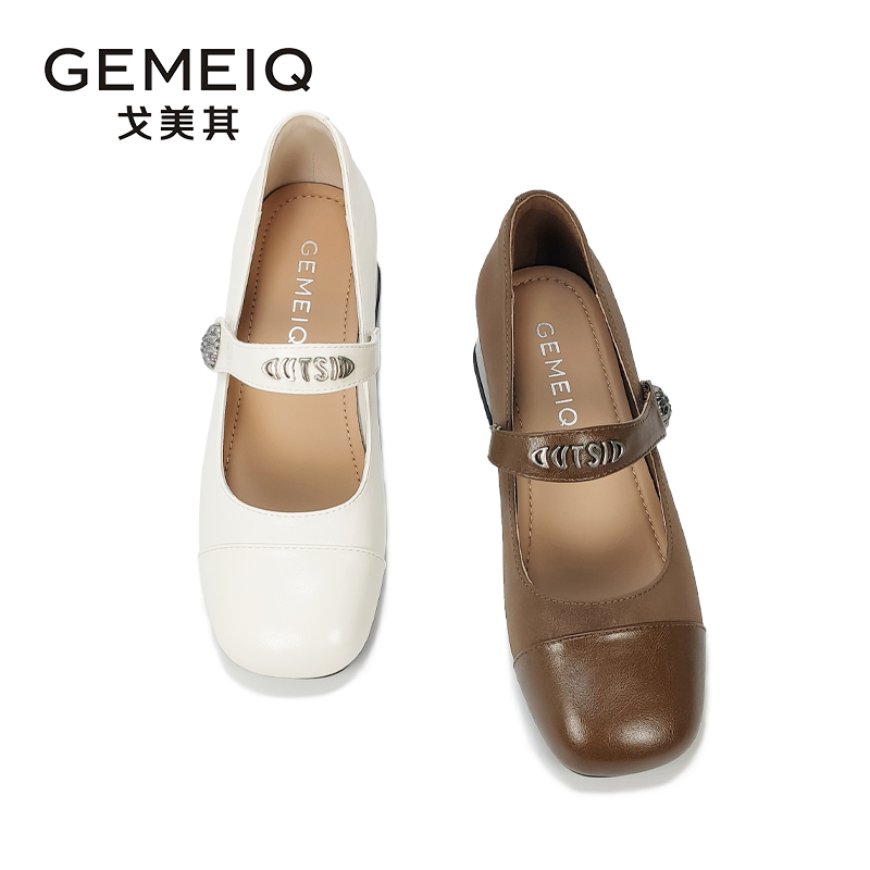 戈美其2025春季法式复古玛丽珍鞋