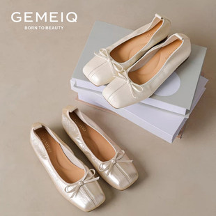 戈美其商场同款法式浅口单鞋女款配裙子2026新款春平底玛丽珍女鞋