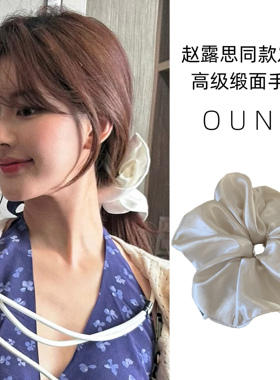 赵露思同款纯色柔软质感缎面发圈