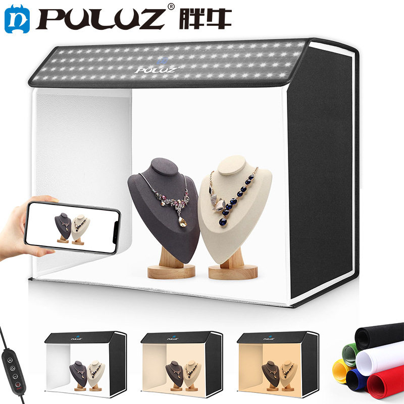 PULUZ胖牛 新款60*40CM便携式简易折叠LED摄影棚套装柔光摄影灯箱