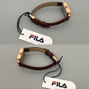 FILA斐乐复古小方表女士棕色皮带轻奢小众腕表礼盒装女生日送礼物