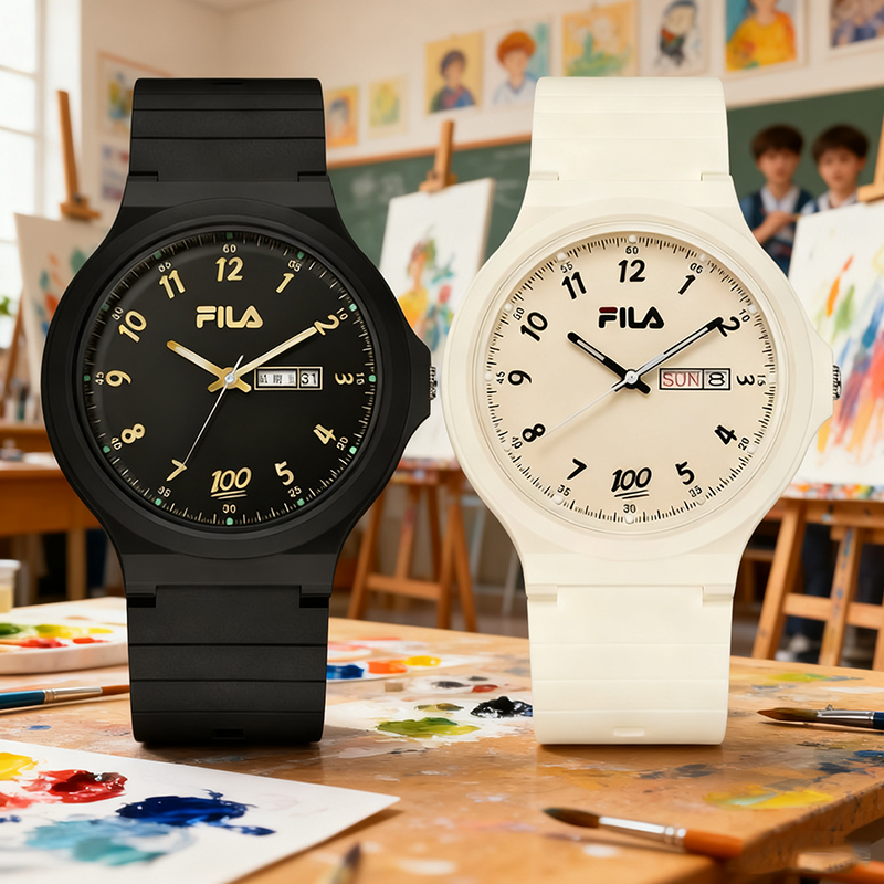 FILA斐乐手表女款学生初高中公务员考试专用静音腕表男孩儿童6774