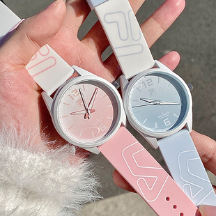 FILA斐乐手表女款 6485 学生渐变色海盐奶盖冰淇淋硅胶果冻腕表正品