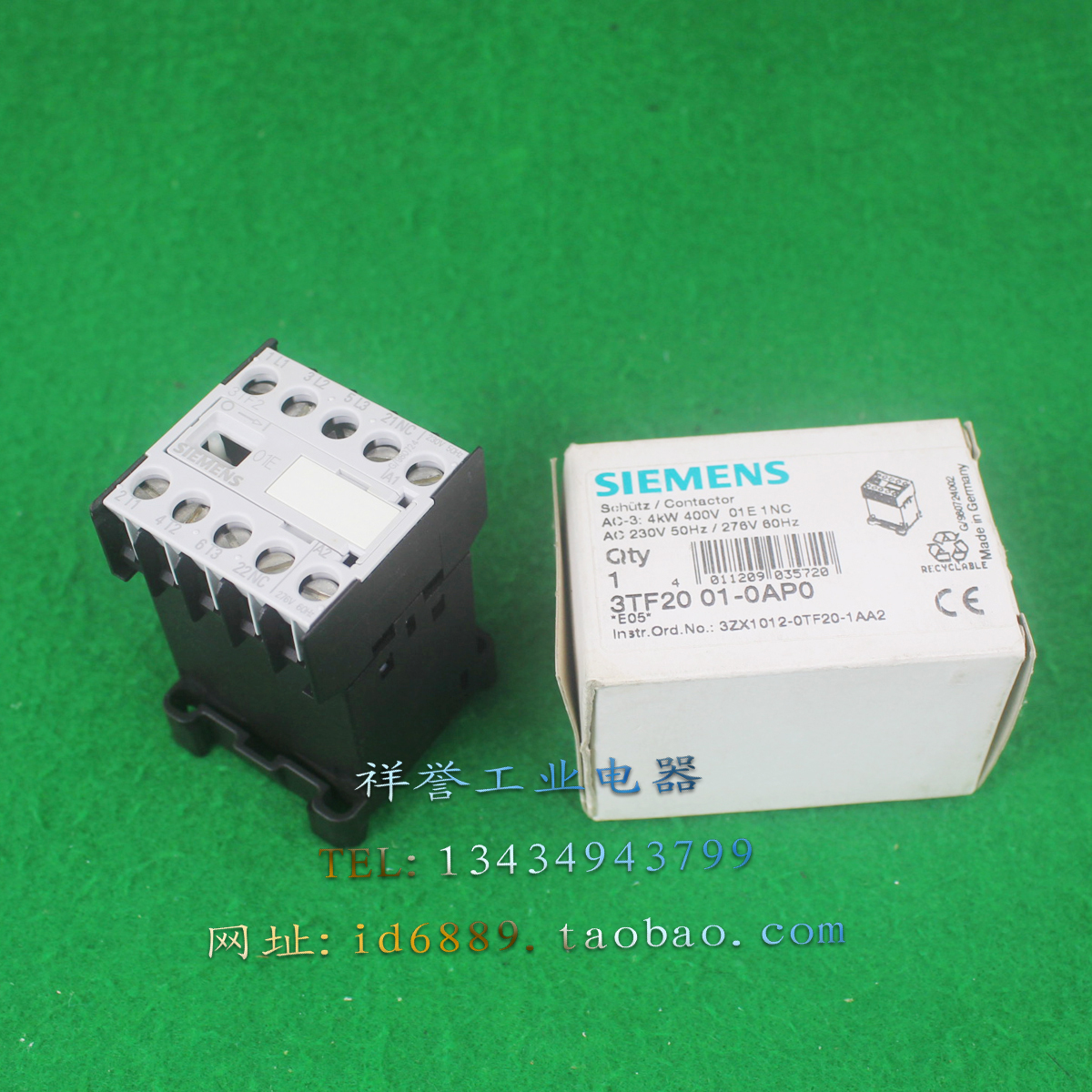 原装 SIEMENS 西门子 3TF20 01-0AP0 接触器 230/276V AC