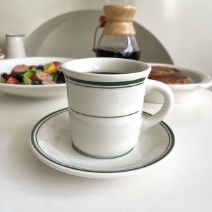 a little swallow正品Tuxton绿湾系列水杯马克杯绿条纹美式咖啡杯