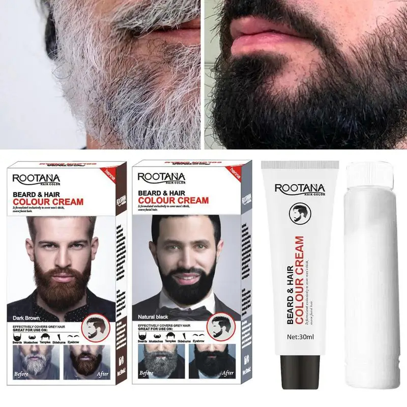 Men Efficient Beard Black Dye Tint Cream Mustache Hair Color