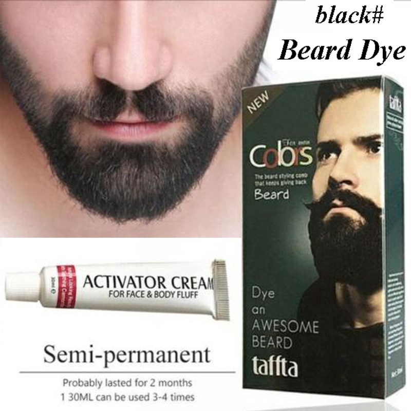 Men Semi-permanent Moustache Beard Dye Black Hair Color Wax 美发护发/假发 短效染发剂 原图主图