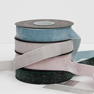 2.5cm单面天鹅绒丝带金银丝亮光绒带礼品盒装 缎带 饰丝绒鲜花包装