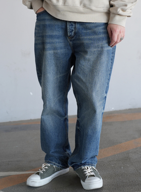 YONDER REALM 25AW 蓝水洗直筒牛仔裤 14oz绳染复古微锥版型男