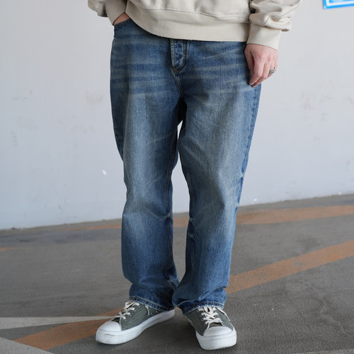 YONDER REALM 25AW 蓝水洗直筒牛仔裤 14oz绳染复古微锥版型男