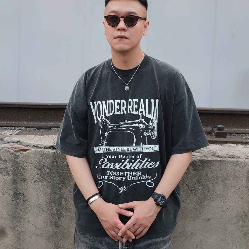 YR短袖系列沙洗做旧印花日系