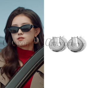 郭宇欣我们野蛮生长江南同款耳环不锈钢耳钉U形马蹄圆圈开口耳圈