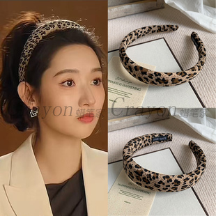 王玉雯突然的喜欢林欢儿同款发箍复古港风豹纹高颅顶头箍发饰头饰