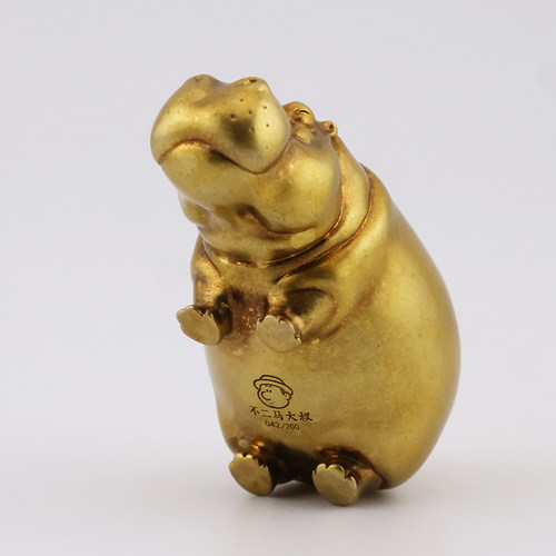 不二马大叔黄铜河马手办摆件限量