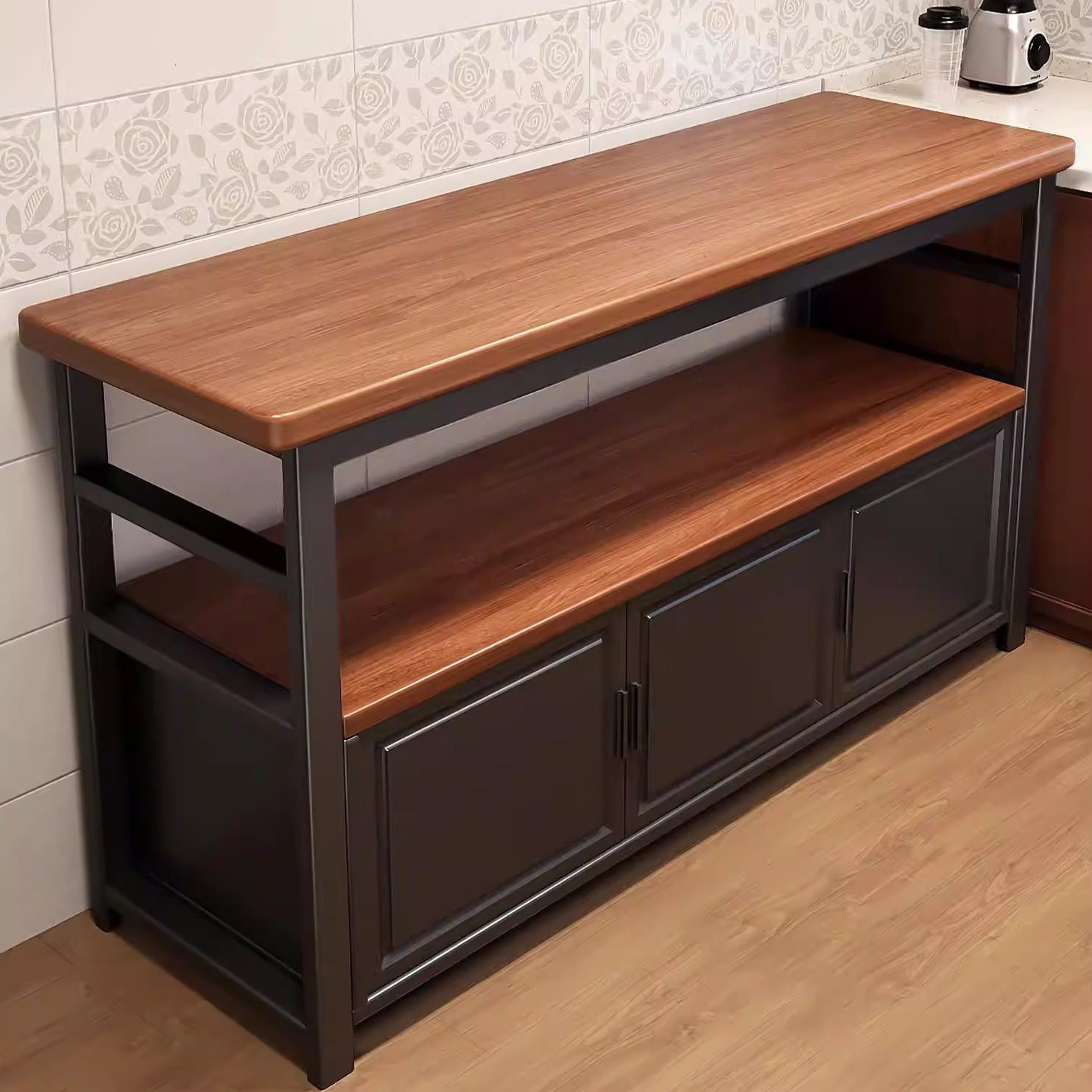 厨房落地多功能微波炉收纳架