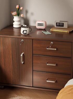 床头柜家用卧室带锁可移动床边收纳储物边几办公室置物架斗柜柜子