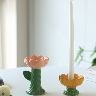 饰摆件 微瑕美国ban.do小清新浪漫复古陶瓷花朵烛台装 梦田良品