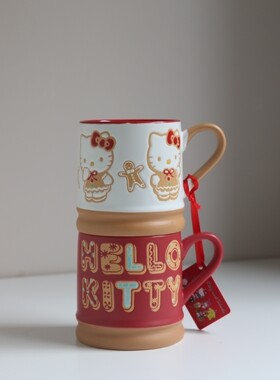 HelloKitty凯蒂猫圣诞姜饼人陶瓷杯马克杯咖啡杯礼物水杯情侣对杯