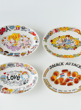 【梦田良品】BLOND荷兰太太亚洲系列出口手绘11英寸椭圆深盘鱼盘