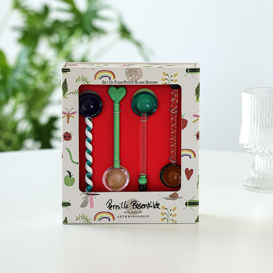 美国Anthropologie经典多巴胺耐高温螺旋玻璃咖啡搅拌勺冰激凌勺