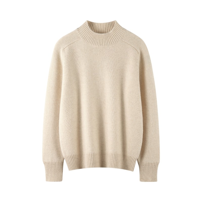 重磅秋冬加厚保暖半高领100%纯山羊绒衫女宽松显瘦针织毛衣打底衫