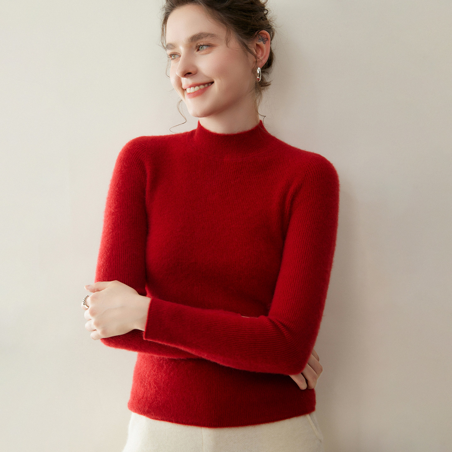 【100%山羊绒】羊绒女打底衫秋冬新款半高领修身内搭紧身绒衫毛衣,女装/女士精品,羊绒衫,淘宝优惠券,粉丝福利购,淘宝优惠卷