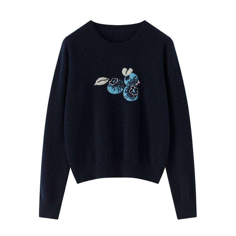 高奢定制秋冬新款圆领套头提花羊绒衫女100%纯山羊绒针织毛衣打底,女装/女士精品,羊绒衫,淘宝优惠券,粉丝福利购,淘宝优惠卷