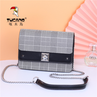 背包 小包单肩斜挎包洋气千鸟格正品 啄木鸟女包2025新款 手提包时尚