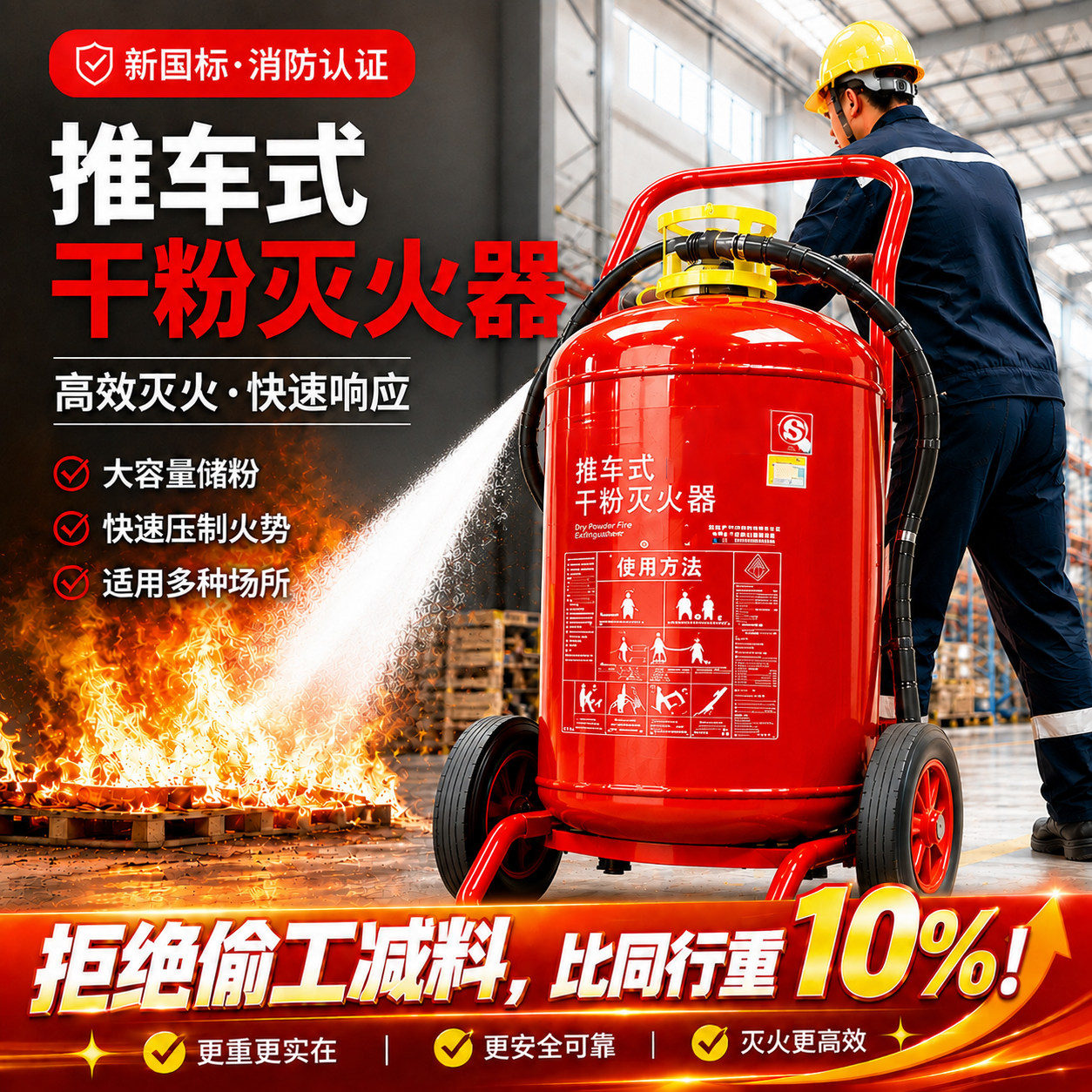 手推式干粉灭火器20kg25推车式水基35公斤仓库加油站工厂26年国标