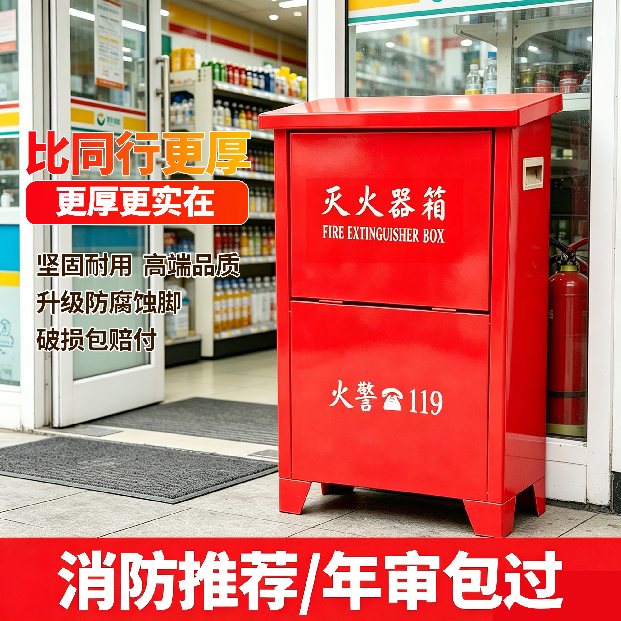 灭火器箱4kg2只装商铺用组合套装2/3/4/5/8kg家用不锈钢消防器材