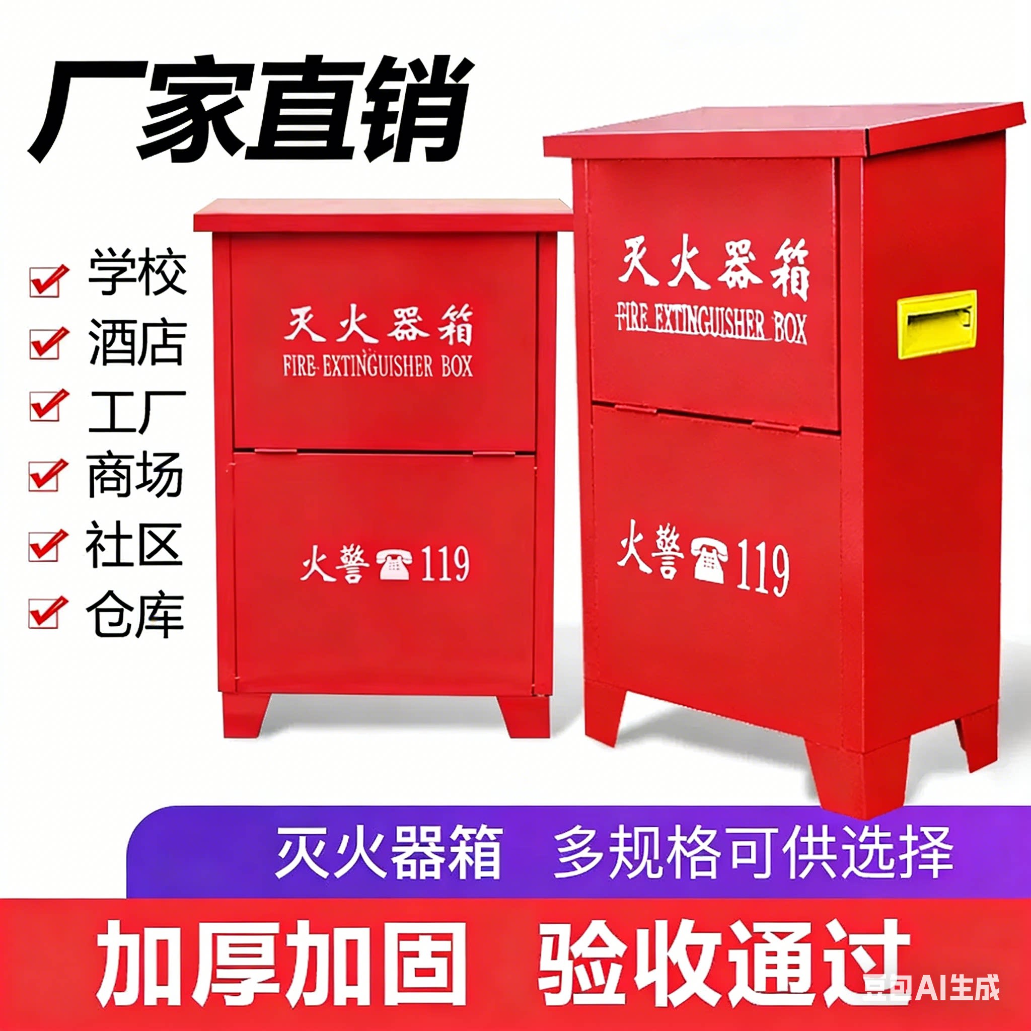 灭火器箱4kg2只装商铺用组合套餐2/3/4/5/8kg家用不锈钢消防器材