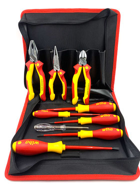 德国wiha威汉进口10件套电工组套螺丝刀尖嘴斜口钳老虎钳90012C