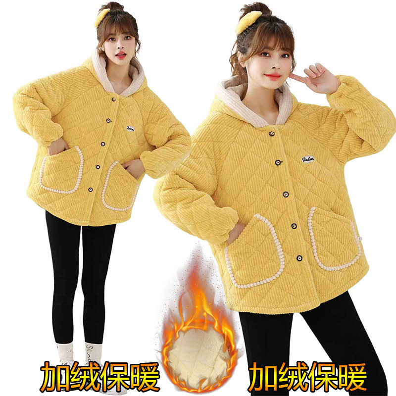 时尚罩衣女小个子冬季加绒加厚大码女士冬装外套女装2025新款洋气