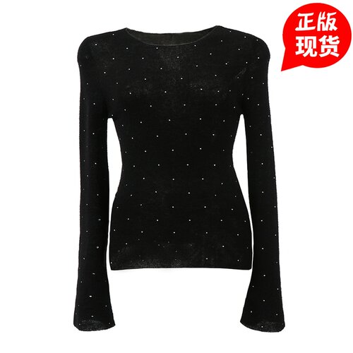 【地球店】黑白两色重工烫钻毛衣羊毛衫女秋内搭洋气修身针织衫