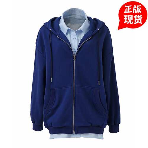 AVLINVA拼接假两件连帽卫衣衬衫