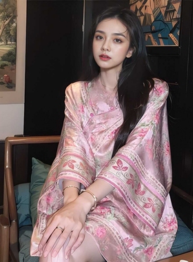 MSOS SUTDIO【金玉棠华】新中式国风夏醋酸烫金吊带中长款连衣裙