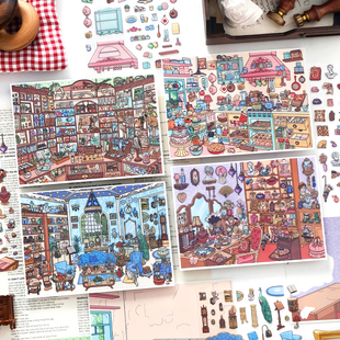 papermore小角落13.0造景贴纸码货立体小屋微缩场景带定位线贴画