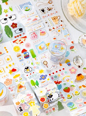 暮光森林童话合成纸模切手帐胶带可爱卡通动物手账素材装饰贴纸