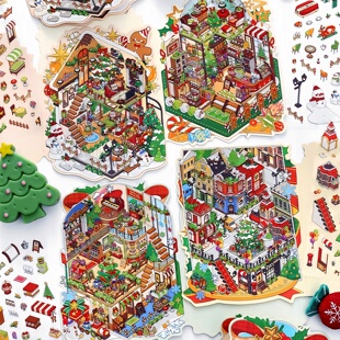 infeelme今日营业中第二十五弹造景贴纸圣诞微缩场景贴画高难度