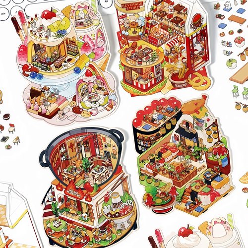 infeelme今日营业中第十二弹造景贴纸大号立体小屋微缩场景12.0