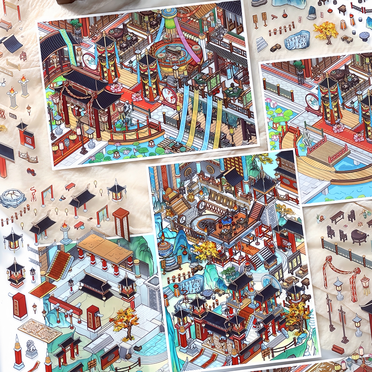 infeelme今日营业中第三十四弹小屋场景微缩古风造景贴纸大号贴画