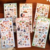 语闲森友物语pet切膜手帐贴纸可爱卡通动物森林系日记装 饰diy贴画