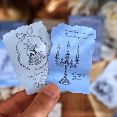 双材质回忆的印记轻复古手帐素材装饰贴纸香草纸美式拼贴手账贴画